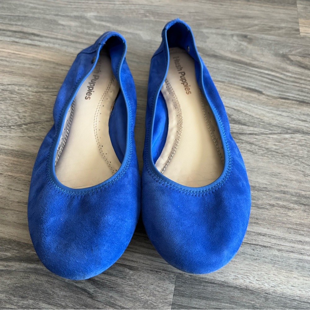 Hush Puppies Blue Suede Chaste Ballet Flats 7 EUC